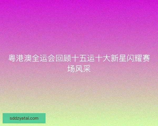 粤港澳全运会回顾十五运十大新星闪耀赛场风采